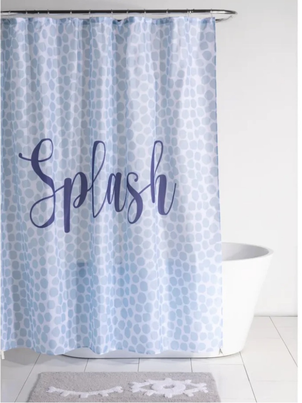 🚿NEW w/tags Shiraleah SPLASH Shower Curtain White Blue Fabric 72x72